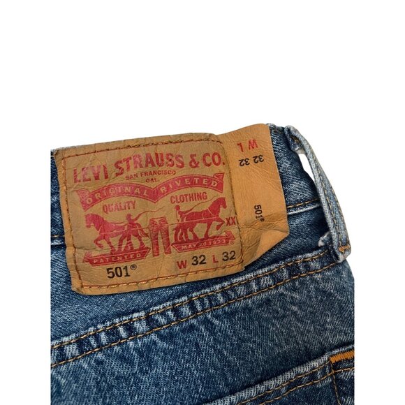 Levi's 501 Vintage Blue Denim Straight Leg Jeans Men's Size W32 L32 Classic Fit - Picture 7 of 10